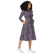 Load image into Gallery viewer, All-over print long sleeve midi dress
