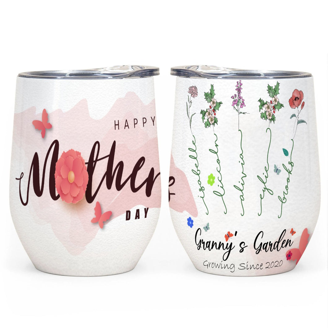 Mothers Day Gift, Granny's Gardern All-Over Print Egg Cup Wine Tumbler|12OZ