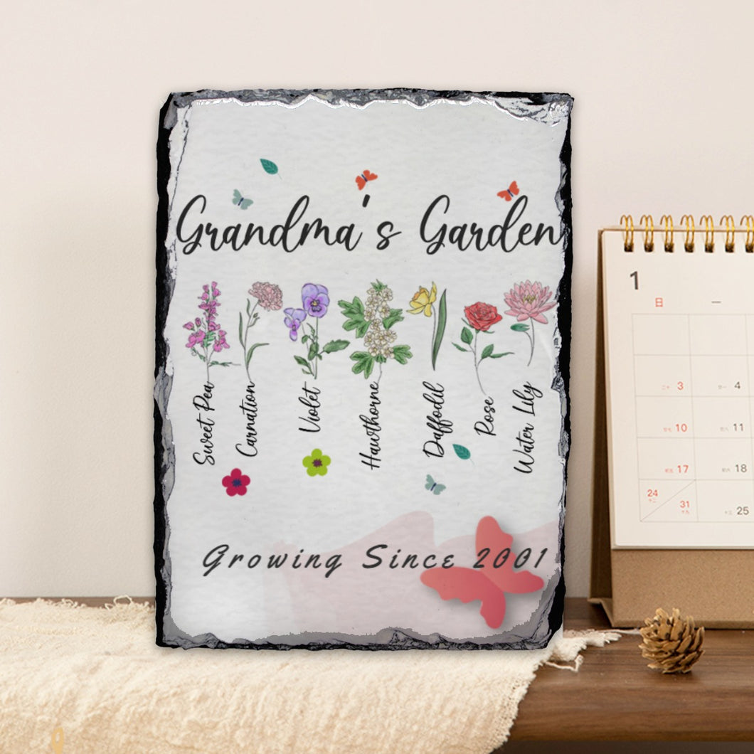 Grandmas Garden Rectangular Lithograph Slate Stone Rock Gift for mom, Mothers day gift