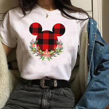 Load image into Gallery viewer, Womens Leopard Bow Cute Printed New Year Merry Christmas T-shirt Female Graphic T Tee Shirt Camisas Mujer Tshirt Women Tops
